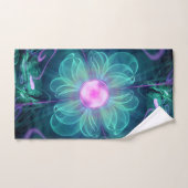 Die Rätsel-Blüte, eine Aqua-Violette Fraktal-Blume Badhandtuch Set (Handtuch)