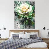 Die rätselhafte weiße und grüne Rose Leinwanddruck (Insitu (Schlafzimmer))