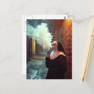 Die rauchende Nonne Postkarte