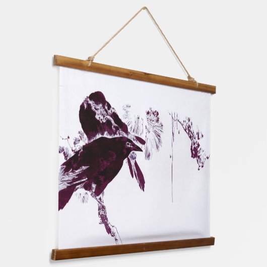 Die Ravens in den Bäumen Wandteppich Mit Holzrahmen (Gewinkelt)