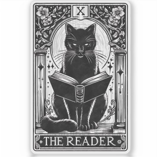 Die Reader Black Cat Tarot Card Aufkleber (Vorderseite)