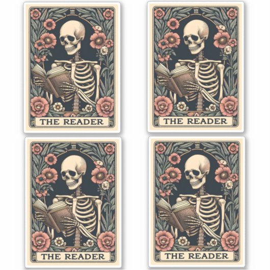 Die Reader Skeleton Tarot Card Aufkleber (Vorderseite)