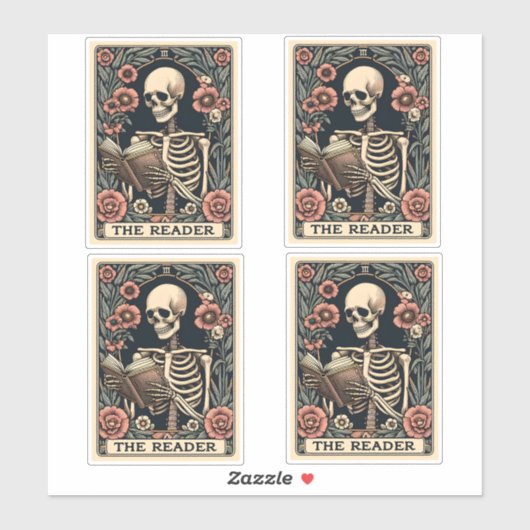 Die Reader Skeleton Tarot Card Aufkleber (Blatt)