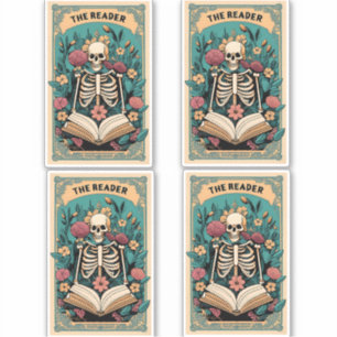 Die Reader Skeleton Tarot Card Aufkleber