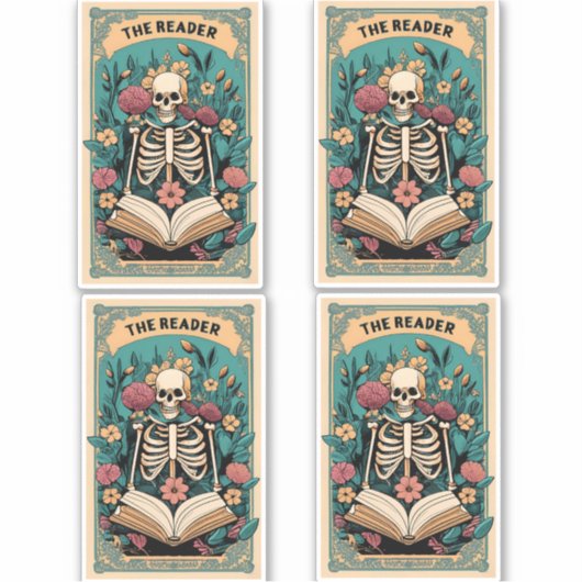 Die Reader Skeleton Tarot Card Aufkleber (Vorderseite)