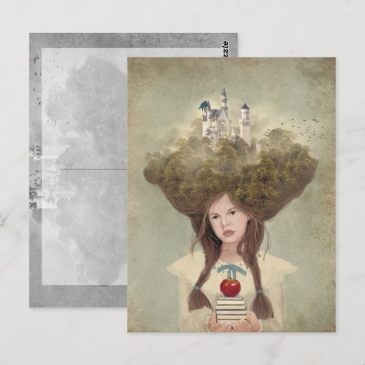 Die Reader skurrile junge Mädchen mit Büchern Kuns Postkarte (Vorne/Hinten)