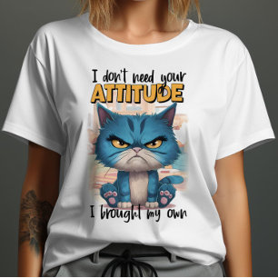 Die Rebellengestalt: Blaue Katze mit gelben Augen T-Shirt