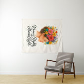 Die Rechte der Frau sind Menschenrechte und floral Wandteppich (Beispiel (Horizontal))