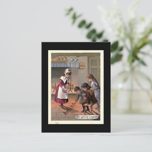 Die Rechtschreibung des Vintagen Kinderbuchbilds Postkarte (Stehend Vorderseite)