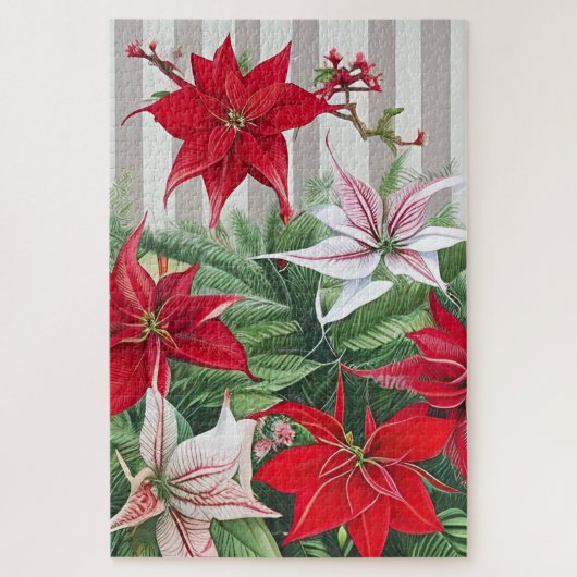 Die Red Amaryllis und Poinsettia Hybriden Puzzle (Vertikal)
