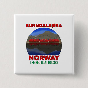 Die Red Boat Houses Sunndalsøra Norwegen Button