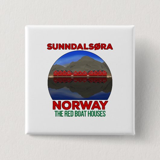 Die Red Boat Houses Sunndalsøra Norwegen Button (Vorderseite)