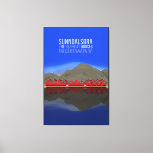 Die Red Boat Houses Sunndalsøra Norwegen Leinwanddruck
