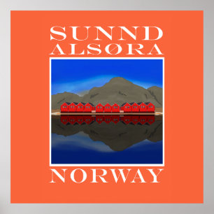 Die Red Boat Houses Sunndalsøra Norwegen Poster