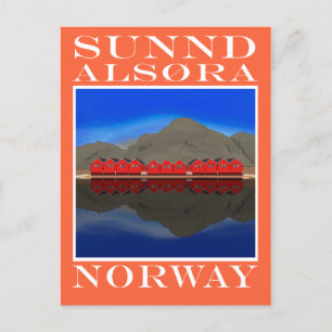 Die Red Boat Houses Sunndalsøra Norwegen Postkarte