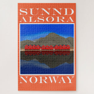 Die Red Boat Houses Sunndalsøra Norwegen Puzzle