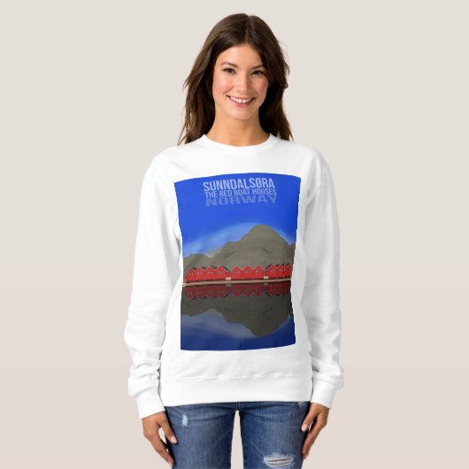 Die Red Boat Houses Sunndalsøra Norwegen Sweatshirt (Vorne ganz)