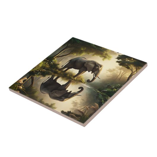 Die Reflektion eines Elefanten Fliese (Seite)