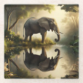 Die Reflektion eines Elefanten Glasuntersetzer (Vorderseite)