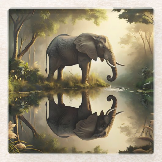 Die Reflektion eines Elefanten Glasuntersetzer (Vorderseite)