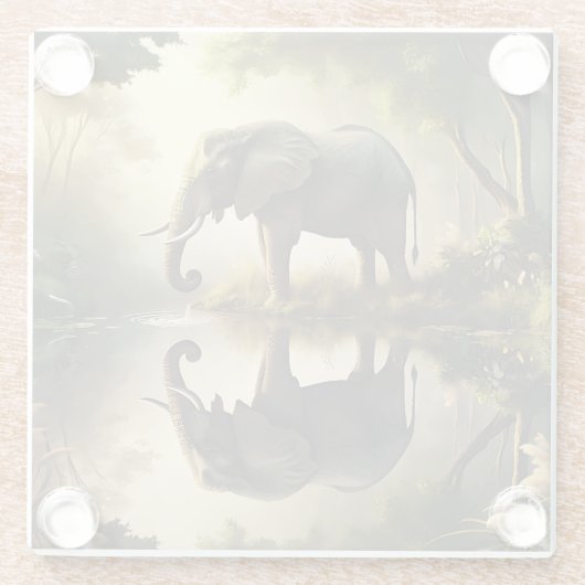 Die Reflektion eines Elefanten Glasuntersetzer (Rückseite)