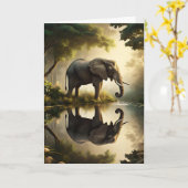 Die Reflektion eines Elefanten | Happy Birthday Karte (Gelbe Blume)