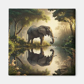 Die Reflektion eines Elefanten Magnet (Vorne)