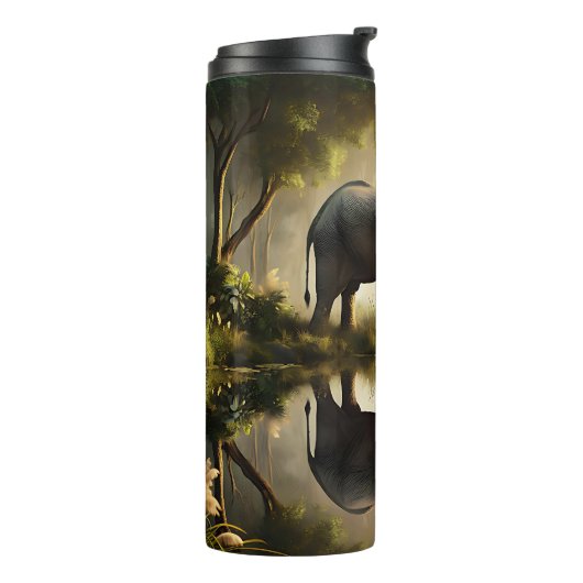 Die Reflektion eines Elefanten Thermosbecher (Nach links gedreht)
