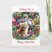Die Reflexion von Kitten in einem Weihnachtsschmuc Karte (Vorderseite)