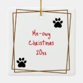 Die Reflexion von Kitten in einem Weihnachtsschmuc Keramikornament (Rückseite)