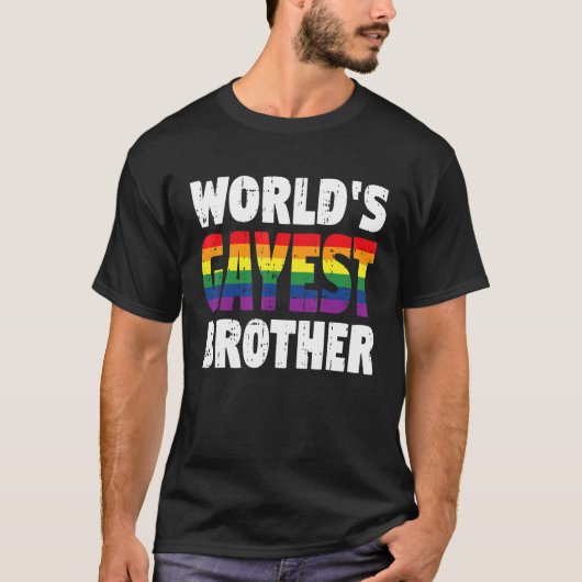 Die Regenbogenflagge des Gayest Brother Gay Pride T-Shirt (Vorderseite)