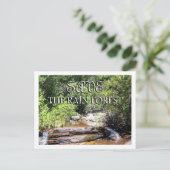 Die Regenwaldlandschaft retten Postkarte (Stehend Vorderseite)