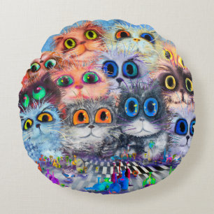 Die Reihe der Katzenporträtsabstrakter Hintergrund Rundes Kissen