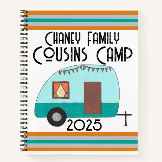 Die Reise-Cousin Camp Retro Camper Notizblock (Vorderseite)
