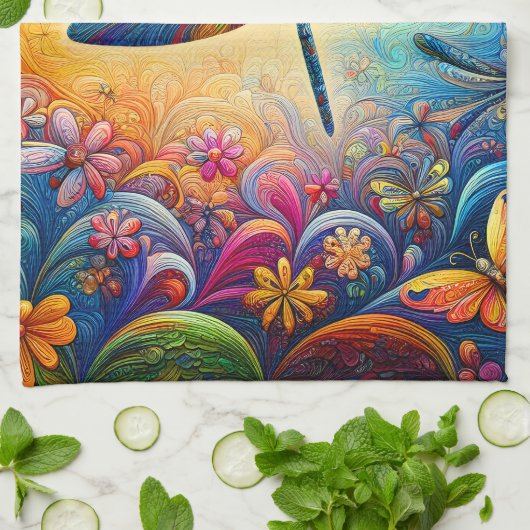 Die Reise der Libellen Geschirrtuch (Gefaltet)