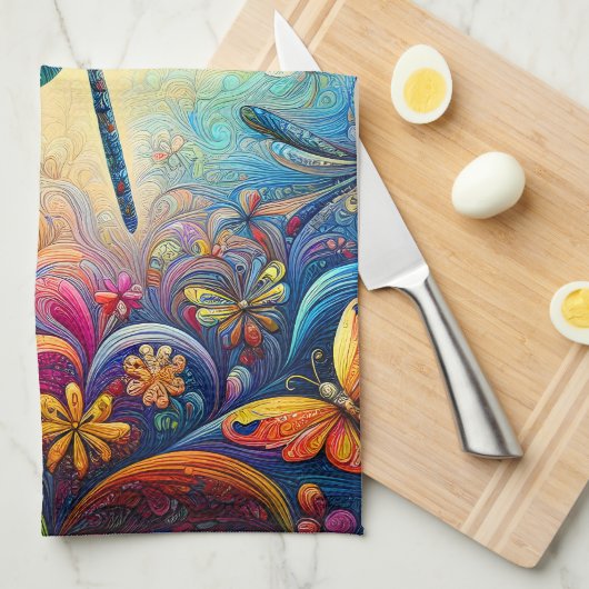 Die Reise der Libellen Geschirrtuch (Viertel Falte)