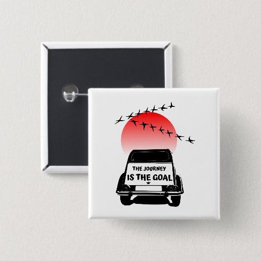 Die Reise ist das Ziel Sunset - oldtimer 2CV Button (Vorne & Hinten)