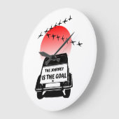 Die Reise ist das Ziel Sunset - oldtimer 2CV Große Wanduhr (Winkel)