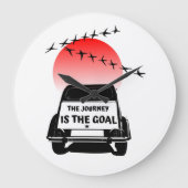 Die Reise ist das Ziel Sunset - oldtimer 2CV Große Wanduhr (Vorderseite)