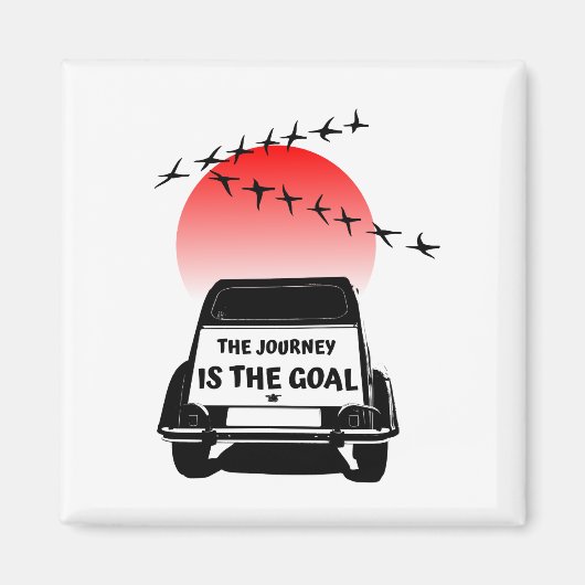 Die Reise ist das Ziel Sunset - oldtimer 2CV Magnet (Vorne)