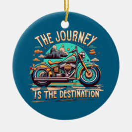 Die Reise ist das Ziel: Vintages Motorrad Keramik Ornament
