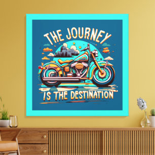 Die Reise ist das Ziel: Vintages Motorrad Leinwanddruck