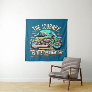 Die Reise ist das Ziel: Vintages Motorrad Wandteppich