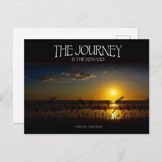 "Die Reise ist die Belohnung" Inspiration Zitat Postkarte (Vorne/Hinten)