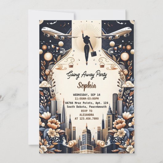 Die Reiseroute Abschied von weg Party Einladung (Vorderseite)