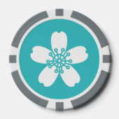 Die reizende Sakura auf Türkis Pokerchips (Vorderseite)