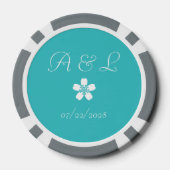 Die reizende Sakura auf Türkis Pokerchips (Rückseite)