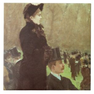 Die Rennen bei Auteuil, Paris (Öl auf Leinwand) Fliese