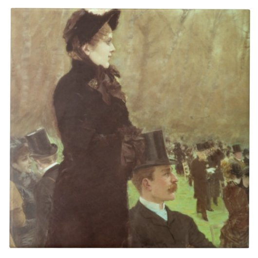 Die Rennen bei Auteuil, Paris (Öl auf Leinwand) Fliese (Vorderseite)