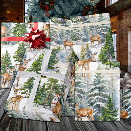 Die Rentiere des Weihnachtsmanns im Wald Geschenkpapier